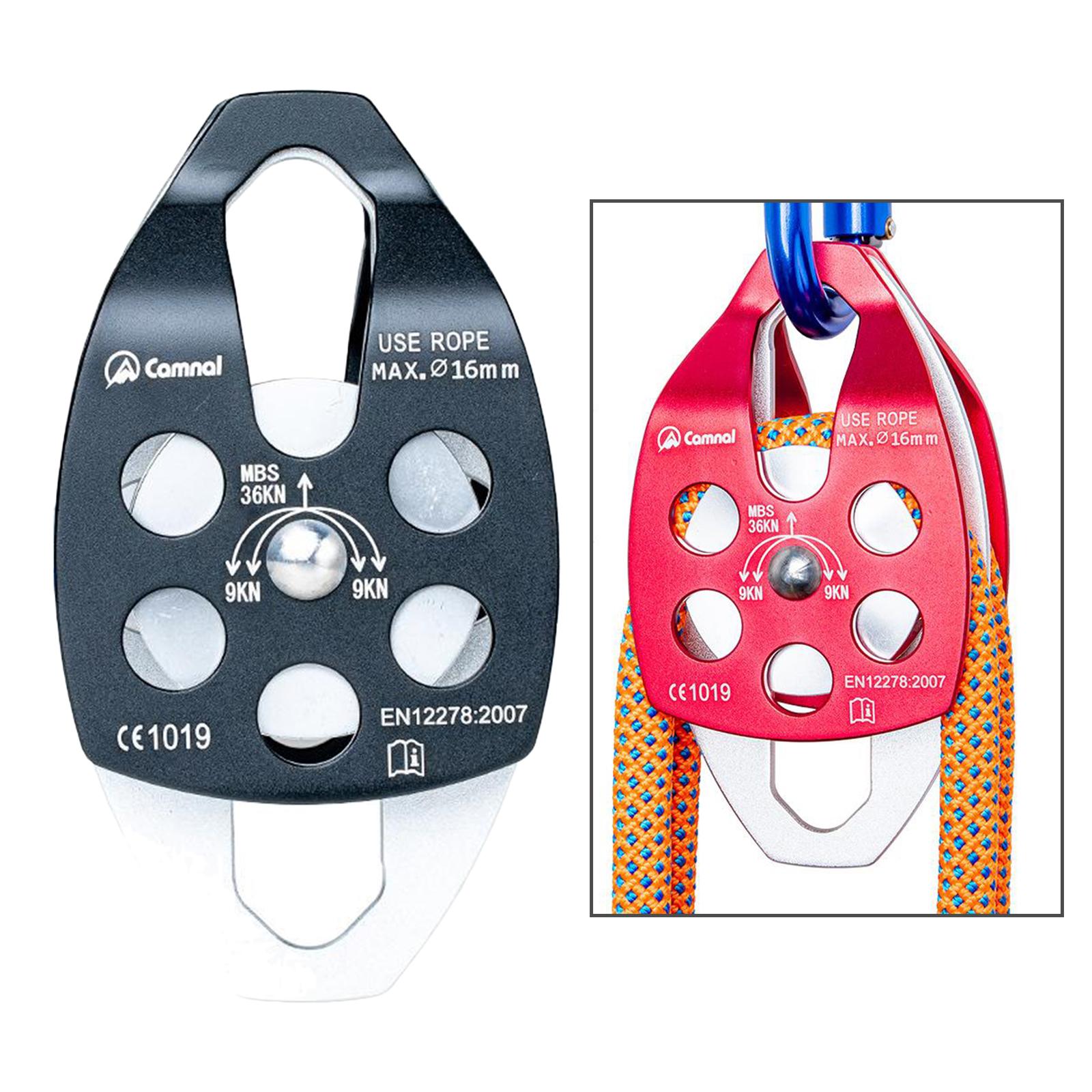 Climbing Pulley Double Sheaves 36KNRigging Caving Device for 16mm Rope Black