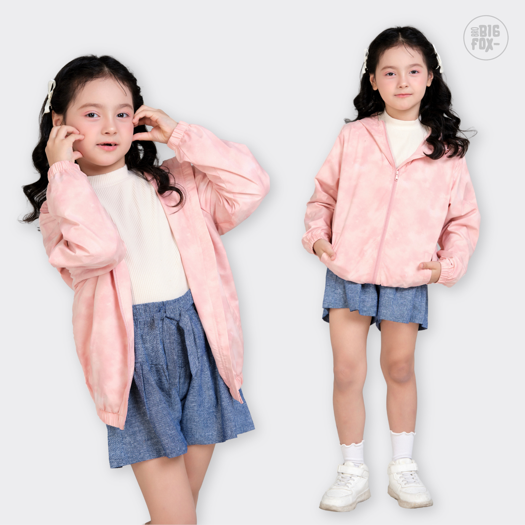 Áo khoác gió kéo khóa cho bé trai bé gái Bigfox Miss Meow size đại mùa thu đông cỡ trẻ em 3-11 tuổi