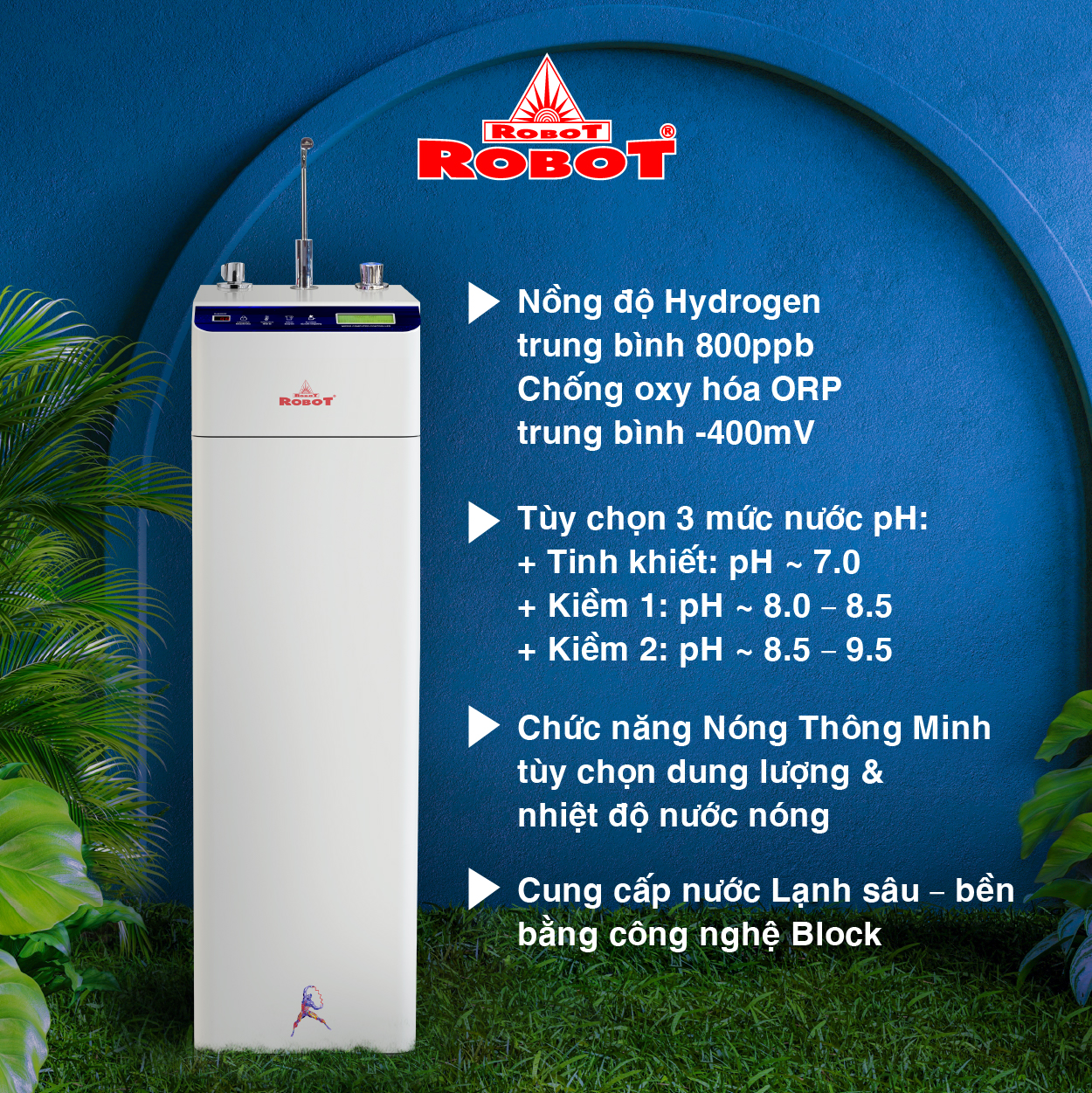Máy Lọc Nước RO Hydrogen Kiềm Chức Năng Nóng Thông Minh Lạnh ROBOT HydroElite-9 - Hàng Chính Hãng