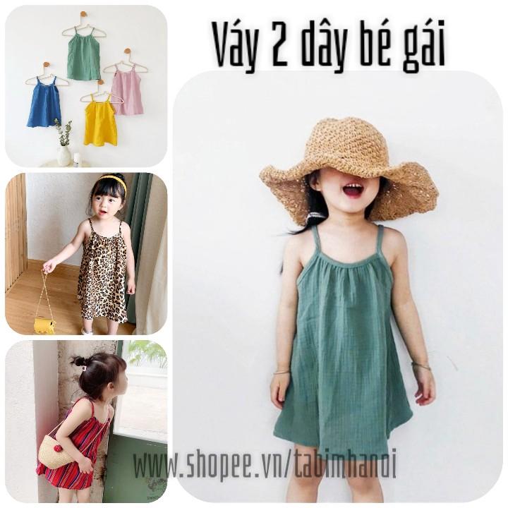 Váy bé gái 2 dây sành điệu QATE107 - đầm bé gái từ sơ sinh tới 18kg