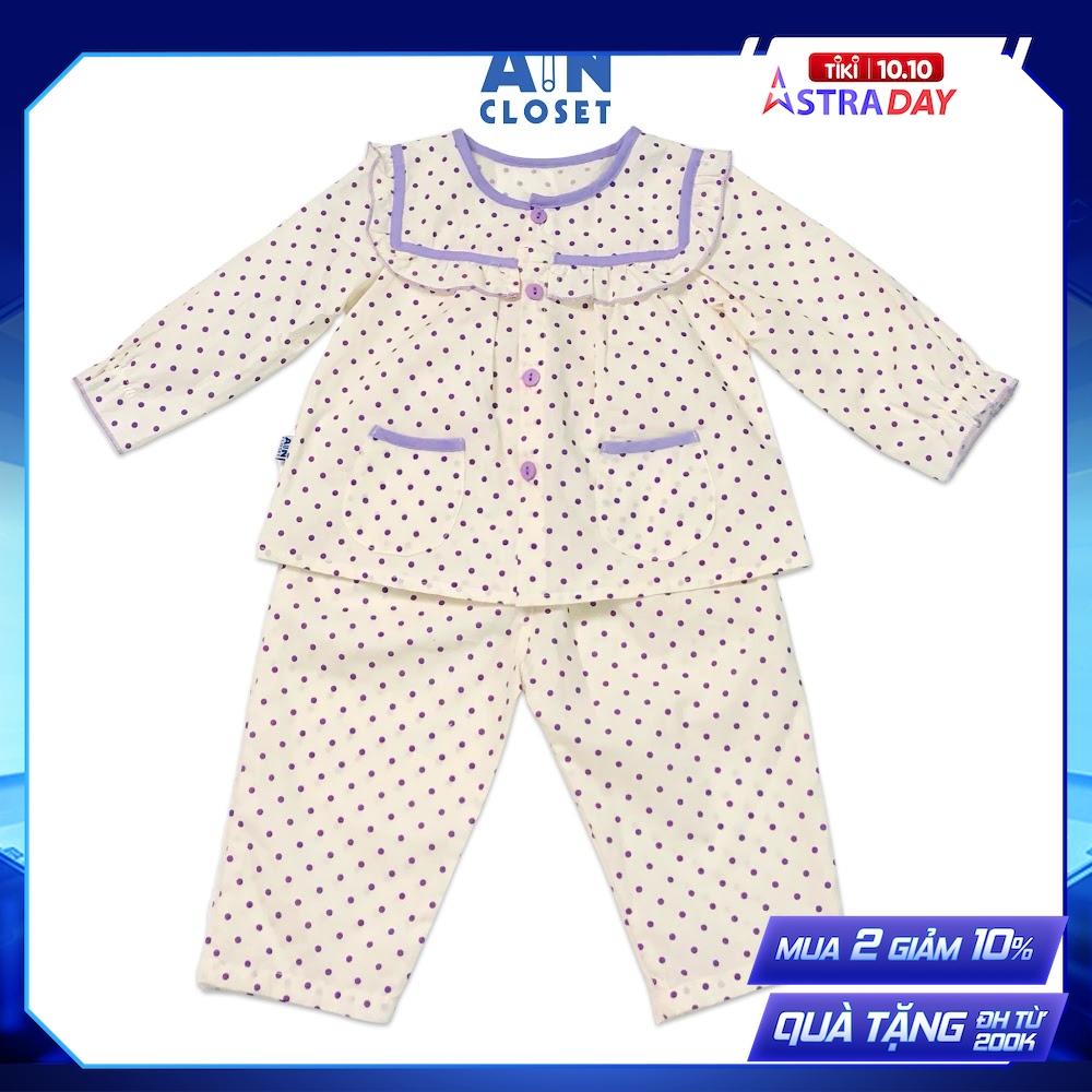 Bộ quần áo dài bé gái họa tiết Bi tím cotton - AICDBGKKYTXB - AIN Closet