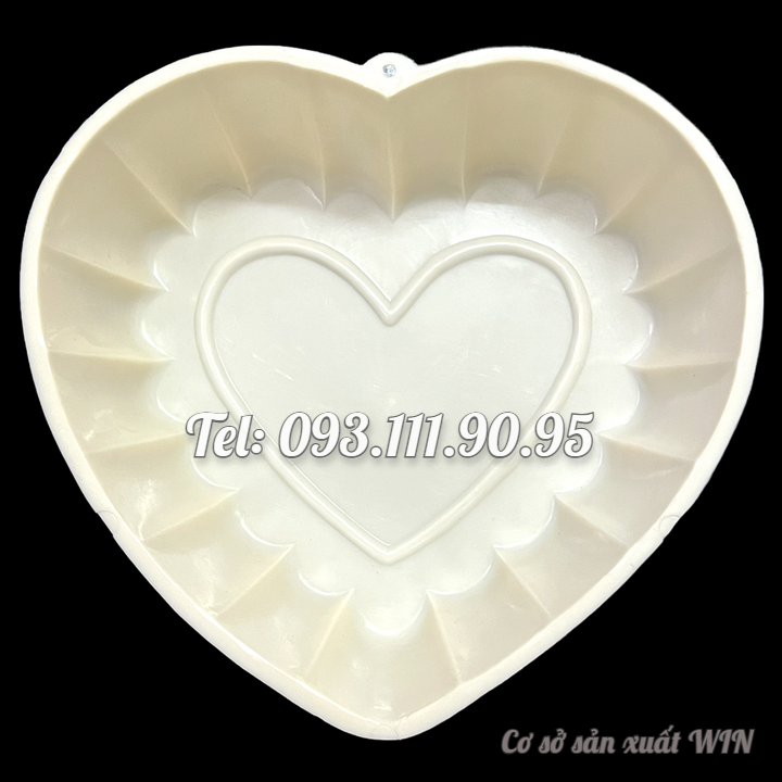 Khuôn làm bánh, rau câu trái tim đôi viền hoa – Loại 20 cm – Mã số 1938