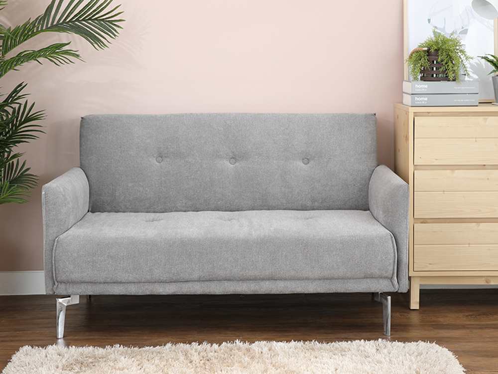 Ghế sofa đôi KURT khung gỗ chân thép bền chắc, đệm bọc vải cao cấp màu xám | Index Living Mall - Phân phối độc quyền tại Việt Nam