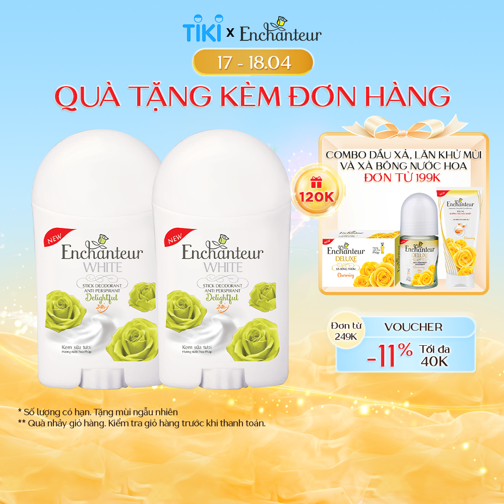 Combo 2 Sáp khử mùi trắng da Enchanteur Delightful 40g/chai