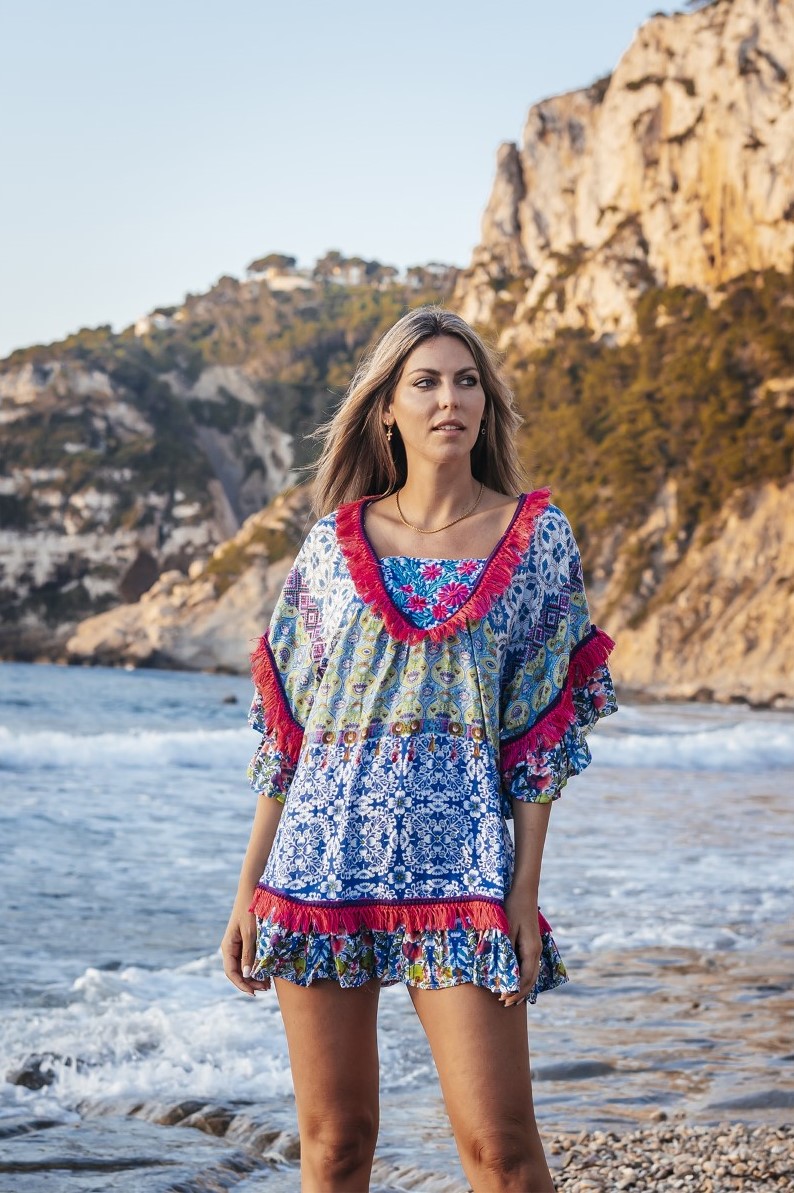 Đầm Boho Phối Ren Cotton Isla Bonita IB26039-PR