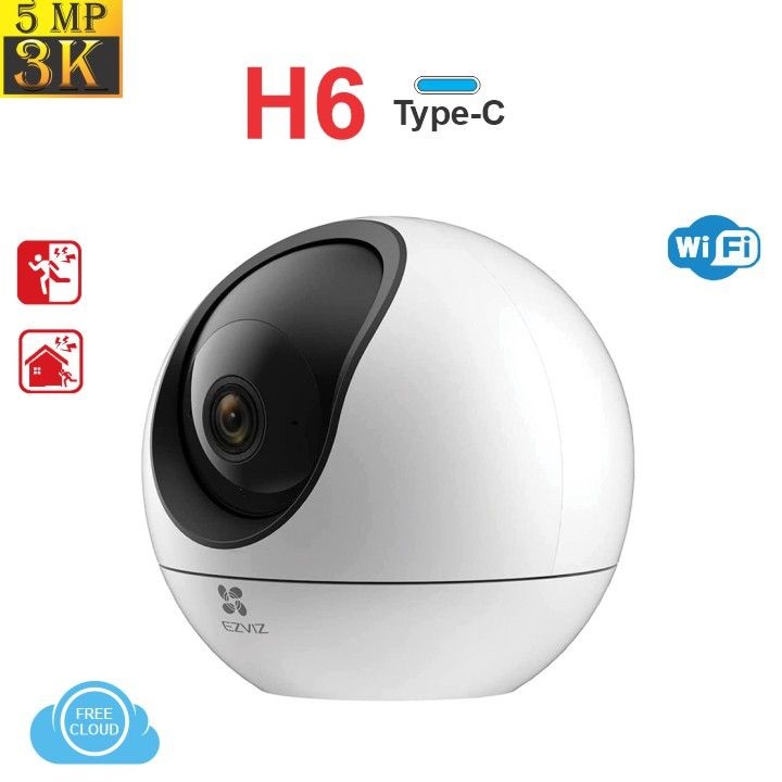 Camera wifi AI thông minh Ezviz H6 5MP 3K siêu nét, xoay 360 Độ, Đàm thoại 2 chiều - hàng chính hãng