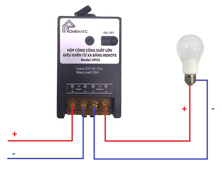 BỘ CÔNG TẮC 30A ĐIỀU KHIỂN BẰNG REMOTE TẦM XA HPS3 220V