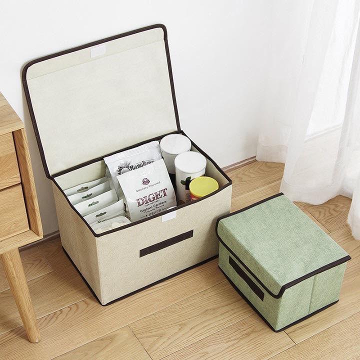 Set 2 Hộp Đựng Đồ, Quần Áo, Đồ Chơi Đa Năng Bằng Vải Oxford Cứng Cáp Có Nắp Đậy