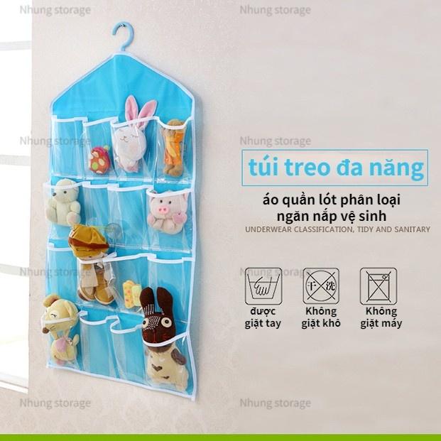 Túi Treo Đồ 16 Ngăn Trong Suốt Tiện Dụng Túi Đựng Đồ Lót, Tất, Vớ Chia Ngăn Đa Năng