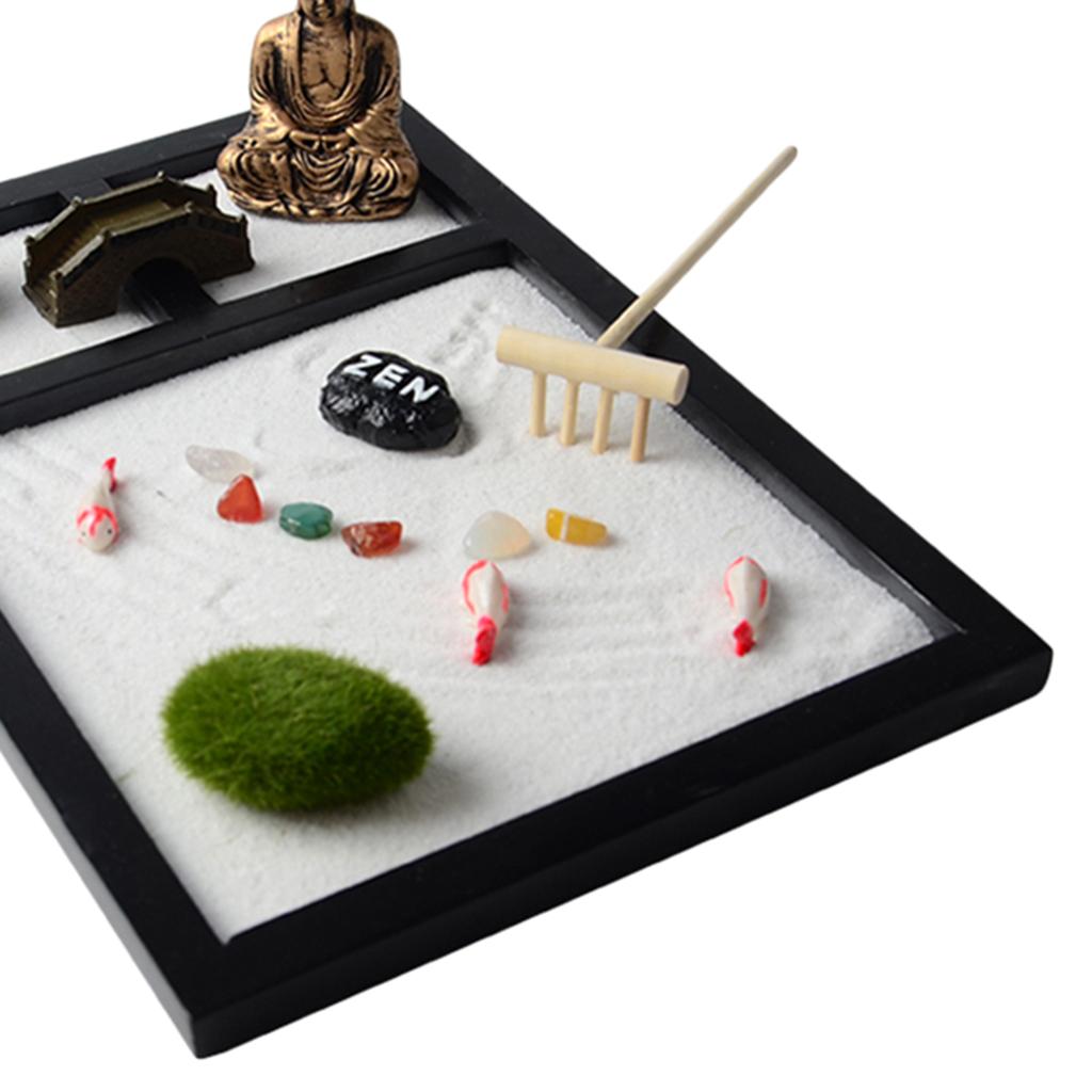 Wooden Zen Sand Box Mini Desktop Sandbox Garden Office Decoration Ornaments