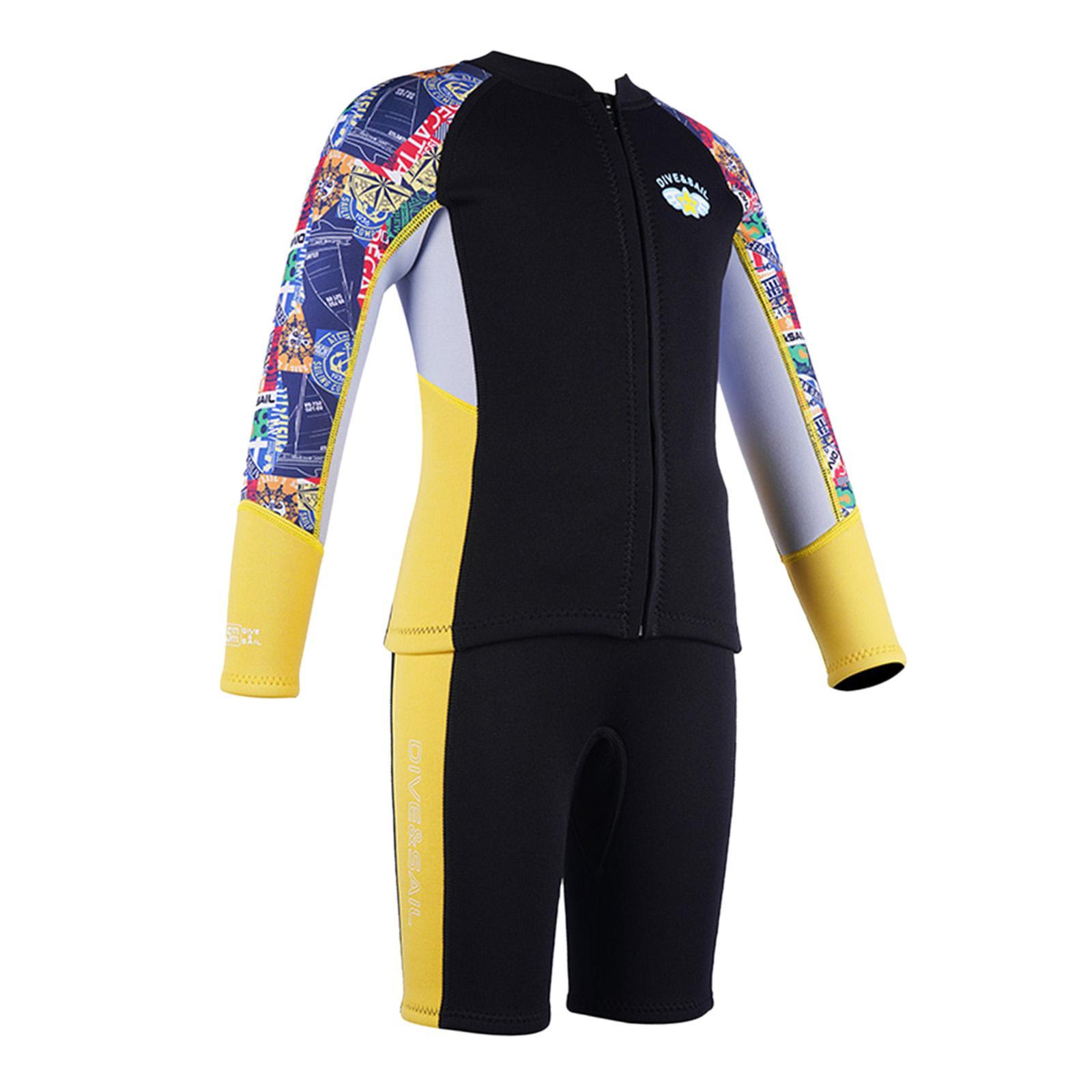 Split Wetsuit Kids Long Sleeve Wet Suit for Water Sports Canoeing Snorkeling