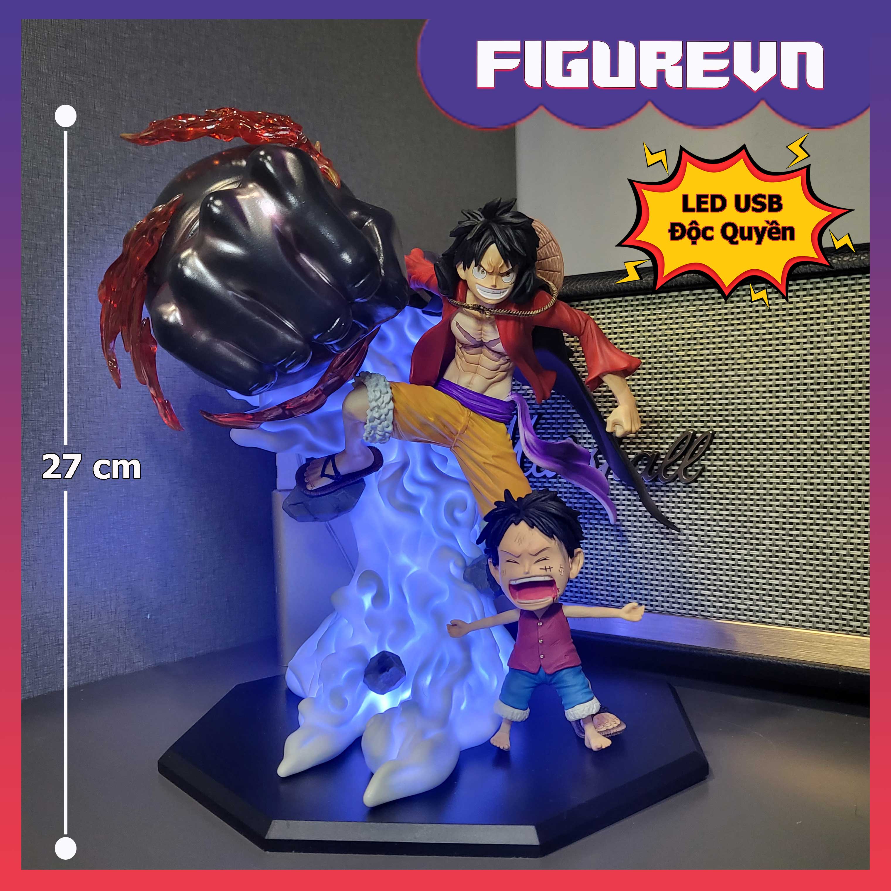 Mô hình Luffy tứ hoàng 27 cm có LED usb - One Piece