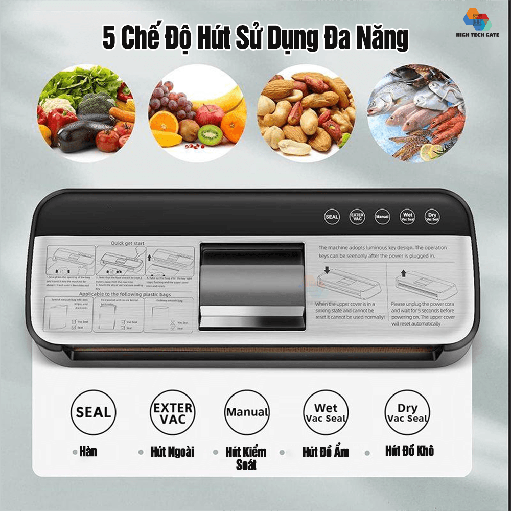 Máy Hút Chân Không Thực Phẩm AP-18 tự động hoàn toàn, tích hợp 5 chế độ hút đa năng, cơ chế đóng mở nắp máy tự động bền bỉ, hàng chính hãng