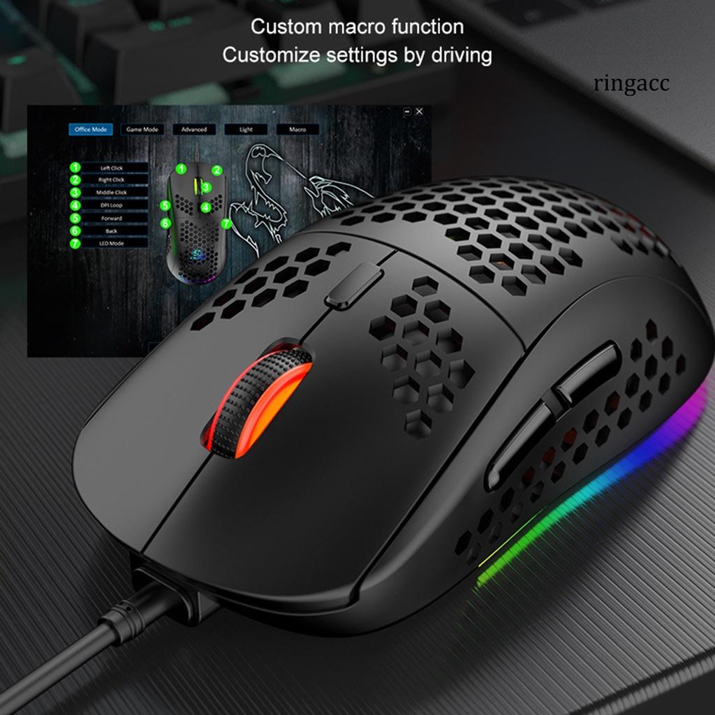 Chuột Chơi Game M8 6400 Dpi Thiết Kế Tổ Ong Gọn Nhẹ Linh Hoạt Cho Máy Tính