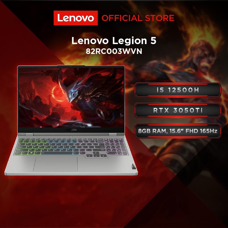 Laptop Lenovo Legion 5 15IAH7 82RC003WVN |i5-12500H|8GB|512GB|RTX 3050 Ti|Win11- Hàng chính hãng