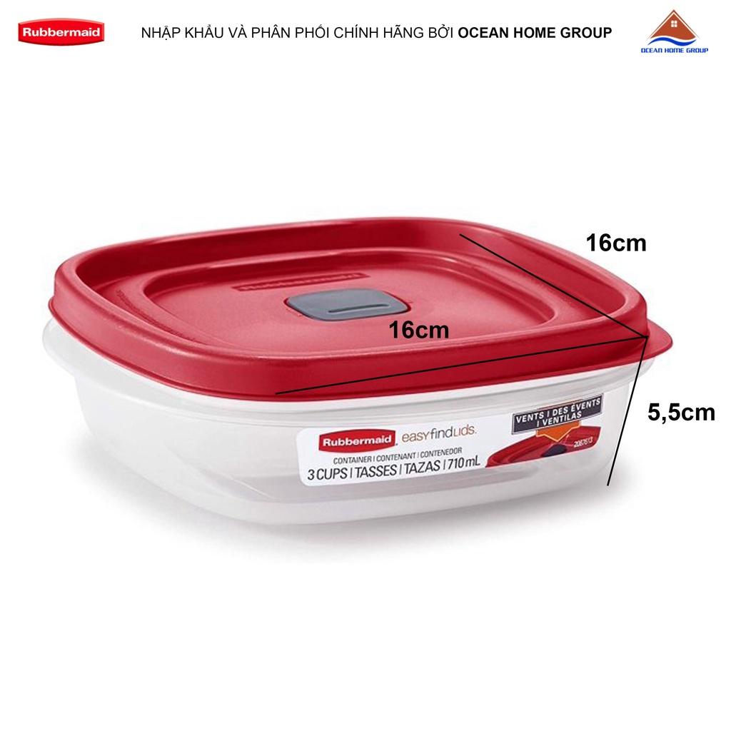 Hộp nhựa đựng thực phẩm nắp đỏ có vent Rubbermaid USA size 710ML