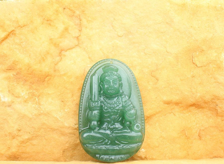 Mặt Dây chuyền Phật Bất Động Minh Vương, cho tuổi Dậu, Mệnh Hỏa, Đá Thạch Anh Xanh, Cỡ to AKO2