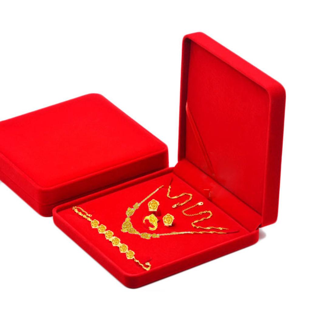 Velvet Jewelry Set Box Tray Travel Necklace Storage Display Case