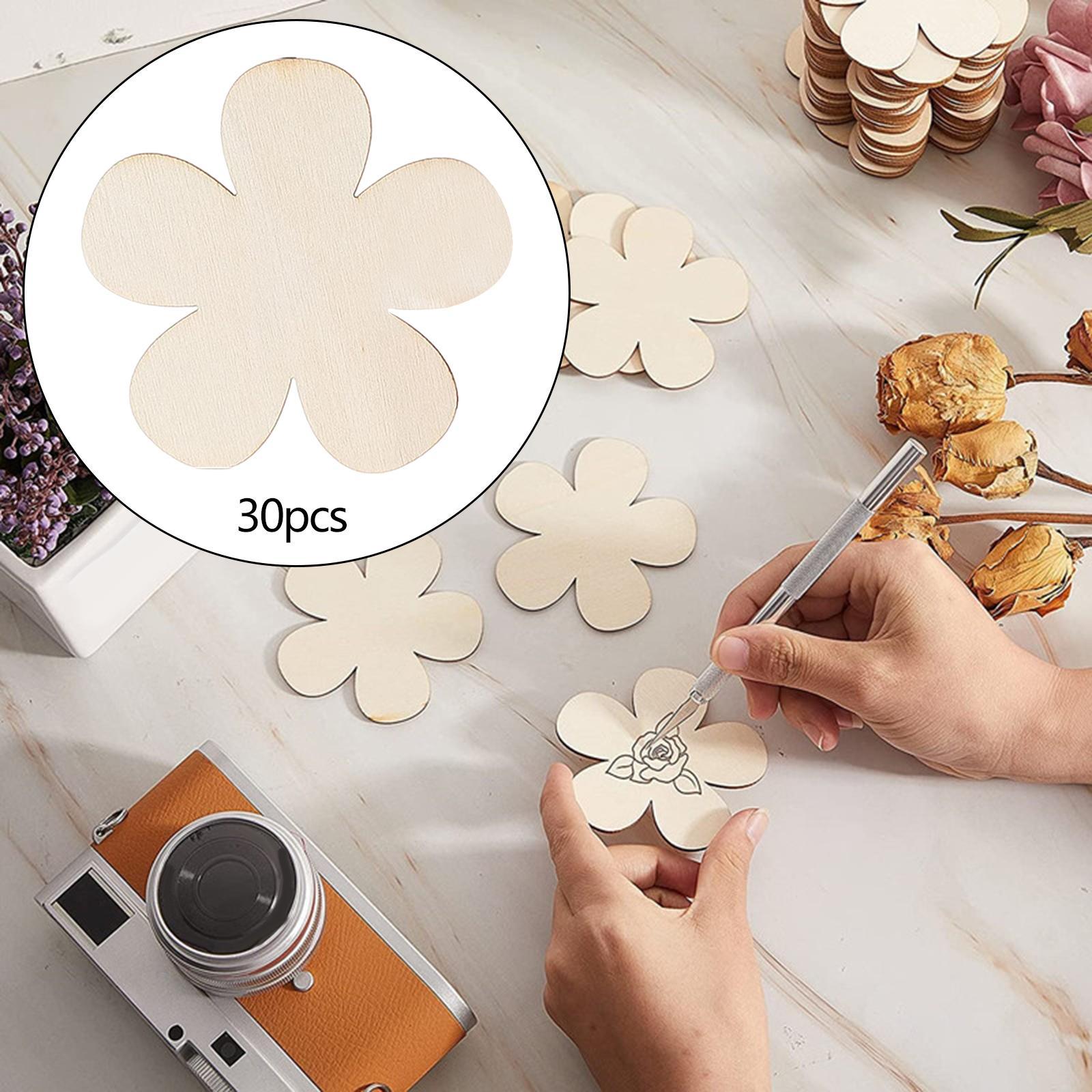 30x Unfinished Blank Wood Coaster, Wooden Slices Photo Props, Embellishments Wood Plaque Unfinished Wood Cutout for Garden Holiday Decorations
