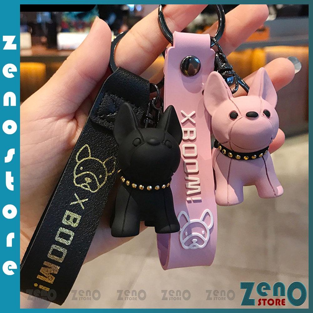 Móc khóa chó bull hot trend, móc khóa nhiều màu có khoen tròn và móc càng cua
