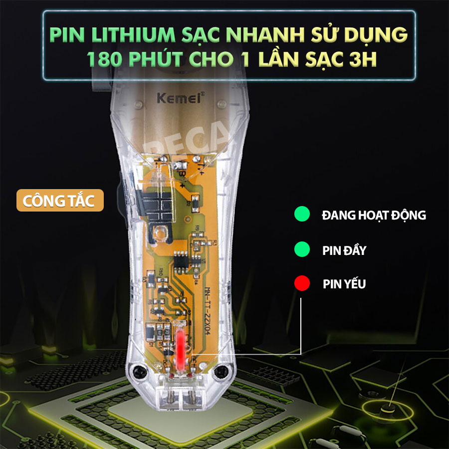 Tông đơ cắt tóc chuyên nghiệp Kemei KM-NG203 phiên bản trend thấy mạch cá tính sạc nhanh USB công suất mạnh có thể dùng cạo tóc phù hợp sử dụng salon tiệm tóc, barber shop