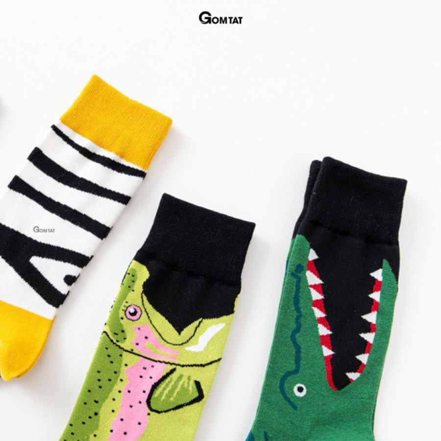 Tất Cổ Cao Nam Nữ GOMTAT Chất Liệu Cotton Cao Cấp, Vớ Cao Cổ Unisex Họa Tiết Hình Thú Dễ Thương - FUJI