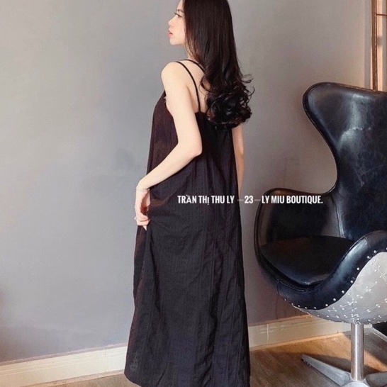 Váy maxi đi biển dây đan lưng chất đũi freesize dạo phố - Đầm maxi hai dây from rộng hai màu