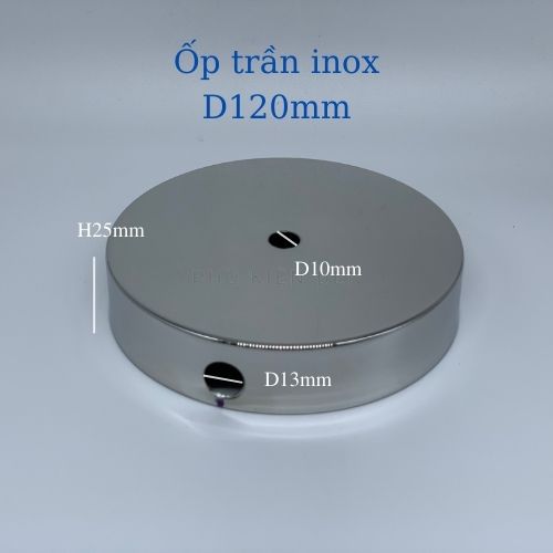 Đế ốp trần inox nhiều kích thước, bát ốp trần treo đèn thả trang trí