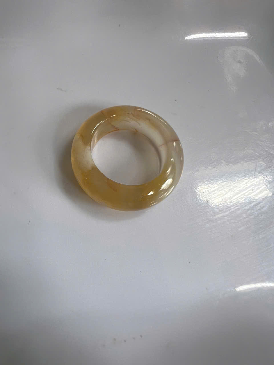 Nhẫn Nữ mới Đá Mã Não Bông Bông Vàng Tươi Trắng Bóng Đẹp Ni 16mm Cao 7mm Dầy 4mm Chị em Nữ mệnh Kim mệnh Thủy mệnh Thổ đeo lên tay xinh xắn may mắn ạ