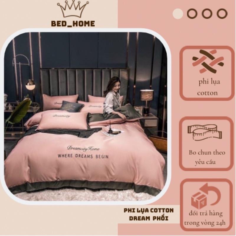 Bộ chăn ga gối phi lụa Dreamcity nhập khẩu , bộ 4 món chăn ga gối phi lụa Dreamcity cao cấp
