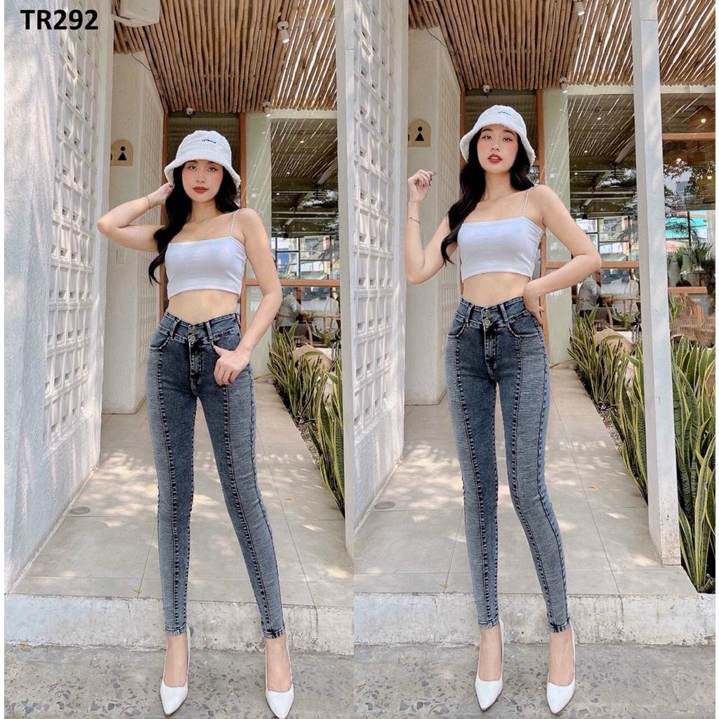 Quần Jeans Nữ Ghép Thân Lưng Cao CO Giãn Tôn Dáng