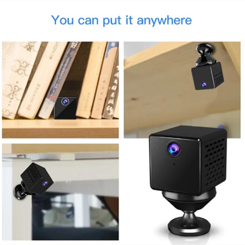 Mạng không dây 3MP Máy ảnh mini WiFi Mini 1080p Tầm nhìn ban đêm AI Phát hiện bảo mật có thể sạc lại pin Micro Camcorder PTZ IP CAM