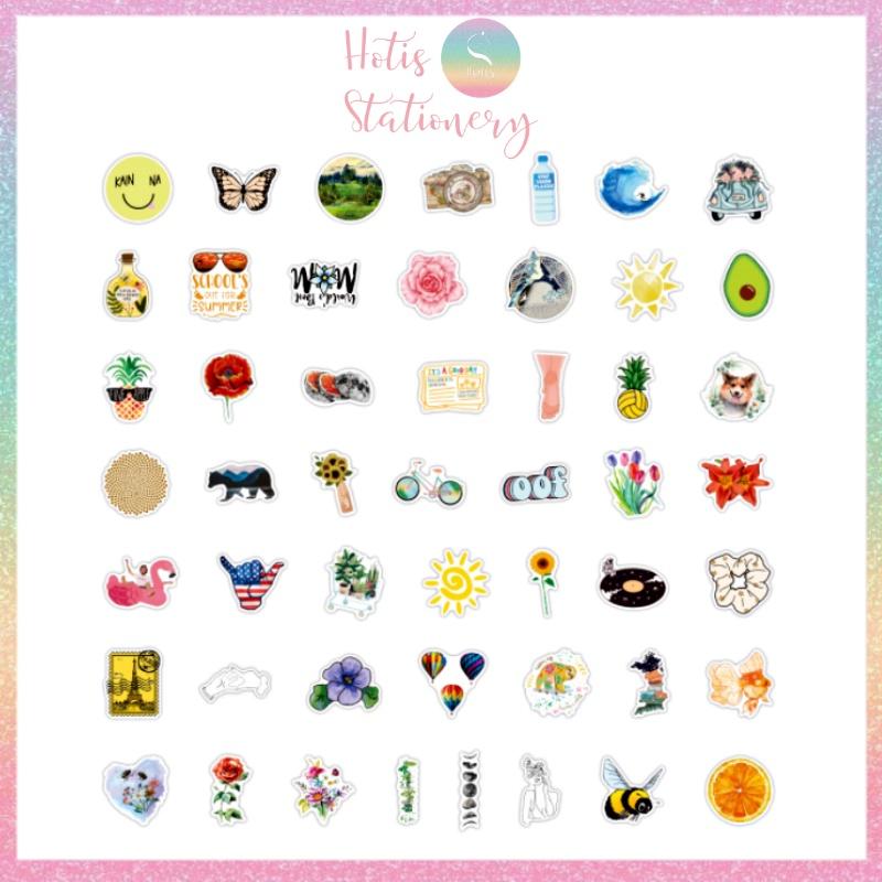 Set 200 STICKER cỡ lớn, nhãn dán cán màng PVC không thấm nước, dán được nhiều lần SK030