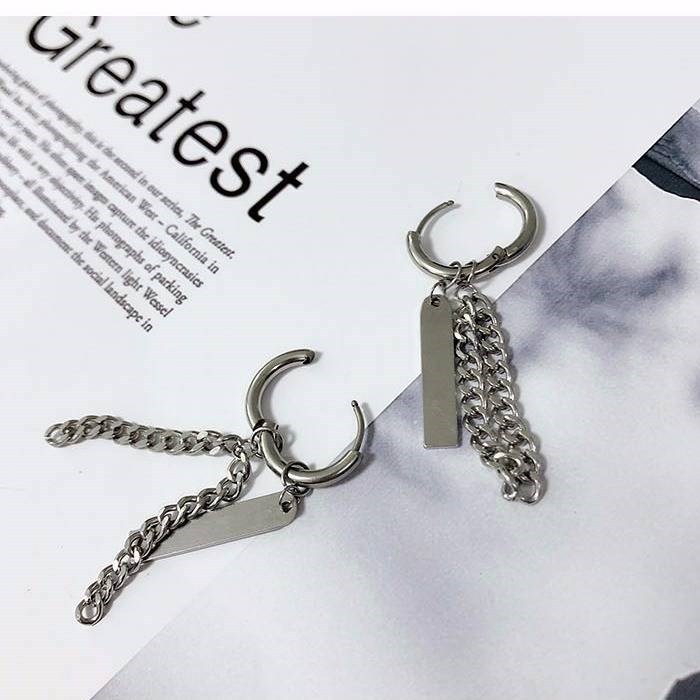 Bông tai thả xích dáng ngắn ngầu bá cháy 1 đôi unisex