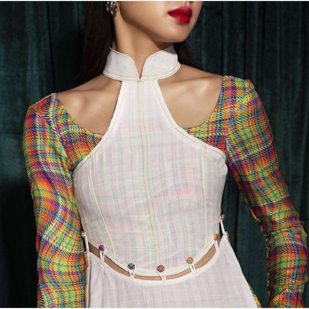 Áo Dài Croptop Cách Tân Tartan - 'Lời Hứa...' Ao Dai Croptop SE / Tartan Pattern