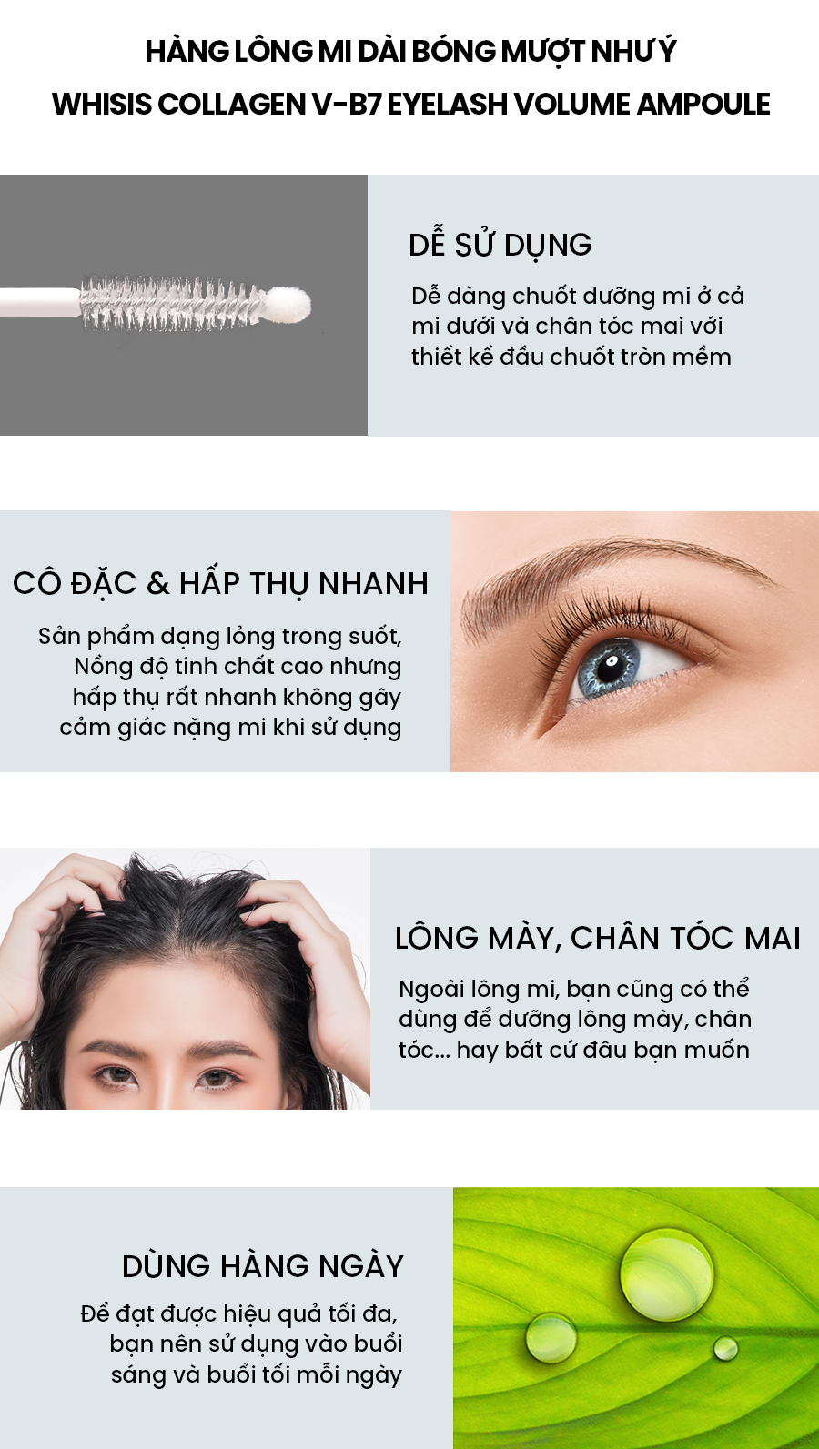 Tinh Chất Dưỡng Mi WHISIS Collagen V-B7 Eyelash Volume Ampoule 5ml