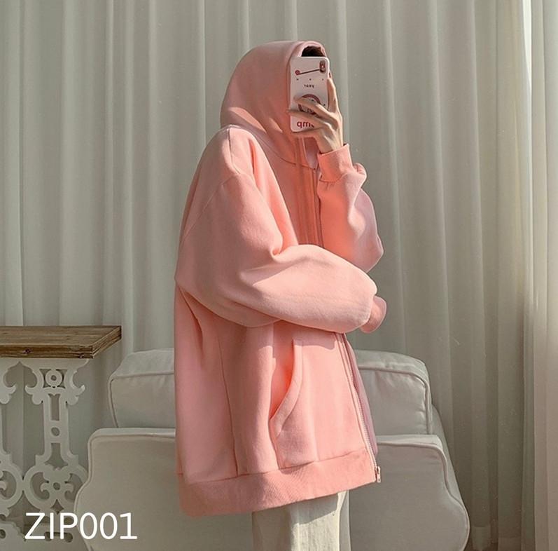 Áo Khoác Hoodie Nhiều Màu Chất Nỉ Trơn Bông Dày Vải Mềm Không Xù Lông Có Khóa Kéo Form To Rộng Freesize Mũ Rộng Jess-HZT