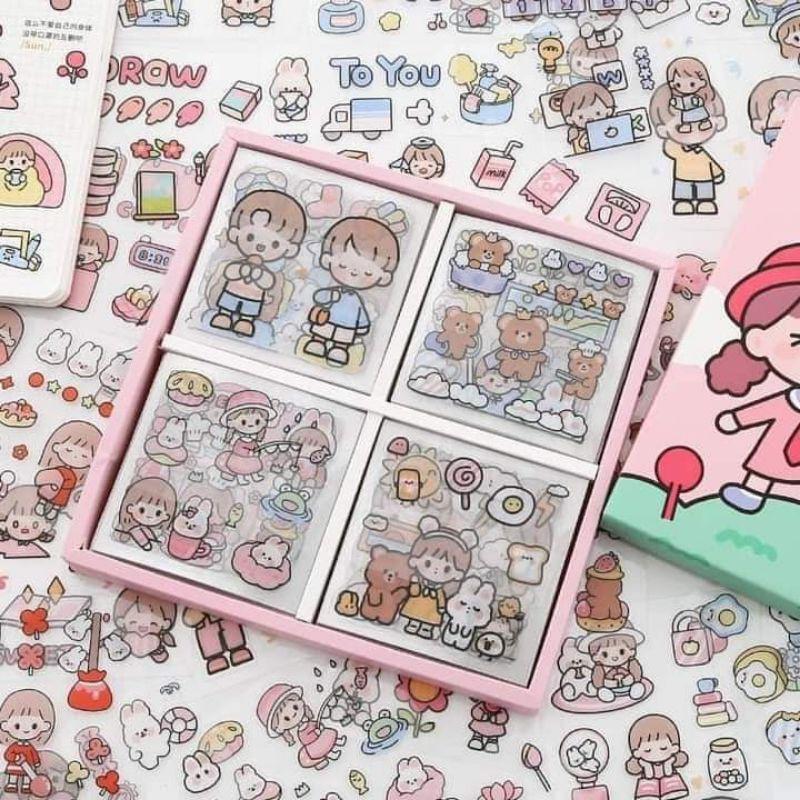 BỘ 1000 STICKER HÃNG TELADO CÔ GÁI VÀ BÉ THỎ