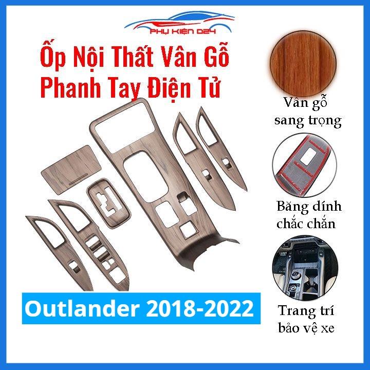 Ốp nội thất Outlander 2018-2019-2020-2021-2022 phanh tay điện tử vân gỗ chống xước làm đẹp xe