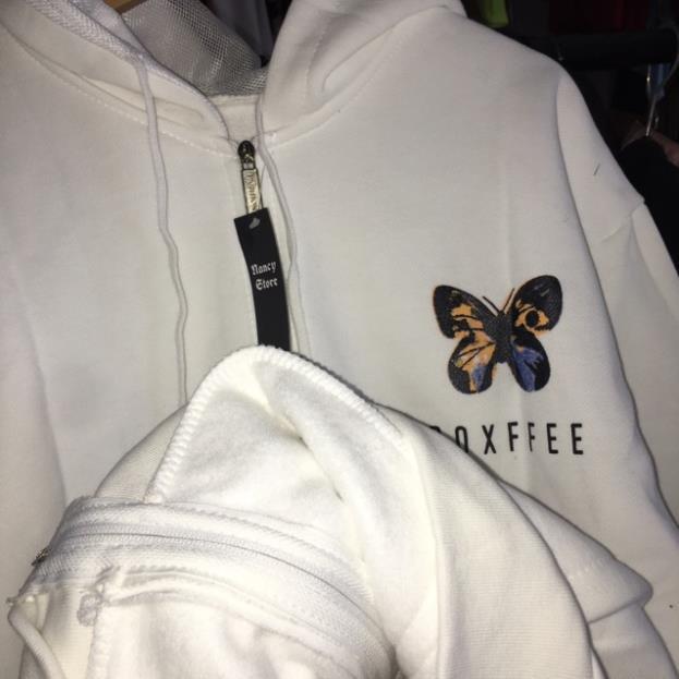 Áo khoác hoodie nỉ dây kéo form rộng BƯỚM Ulzzang