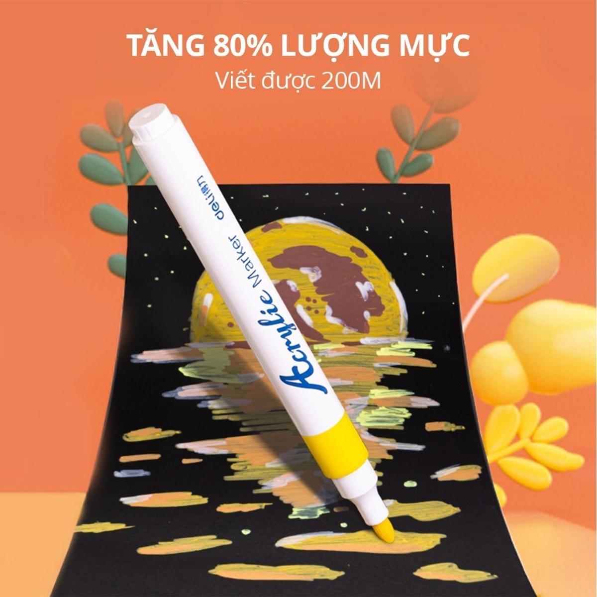 Hộp 24 Bút Màu Acrylic 2 Đầu - Deli HM924-24