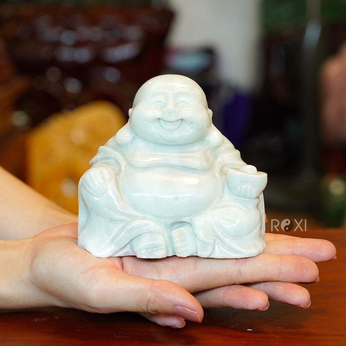 Tượng Di Lặc cẩm thạch trắng