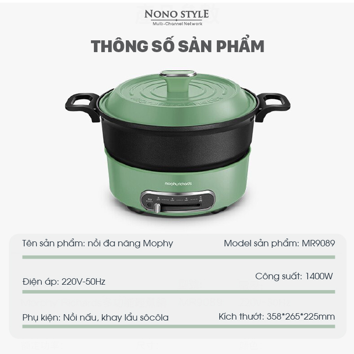 Nồi Điện Đa Năng MORPHY RICHARDS MR9089 (1400W - 3L)  - Hàng Chính Hãng