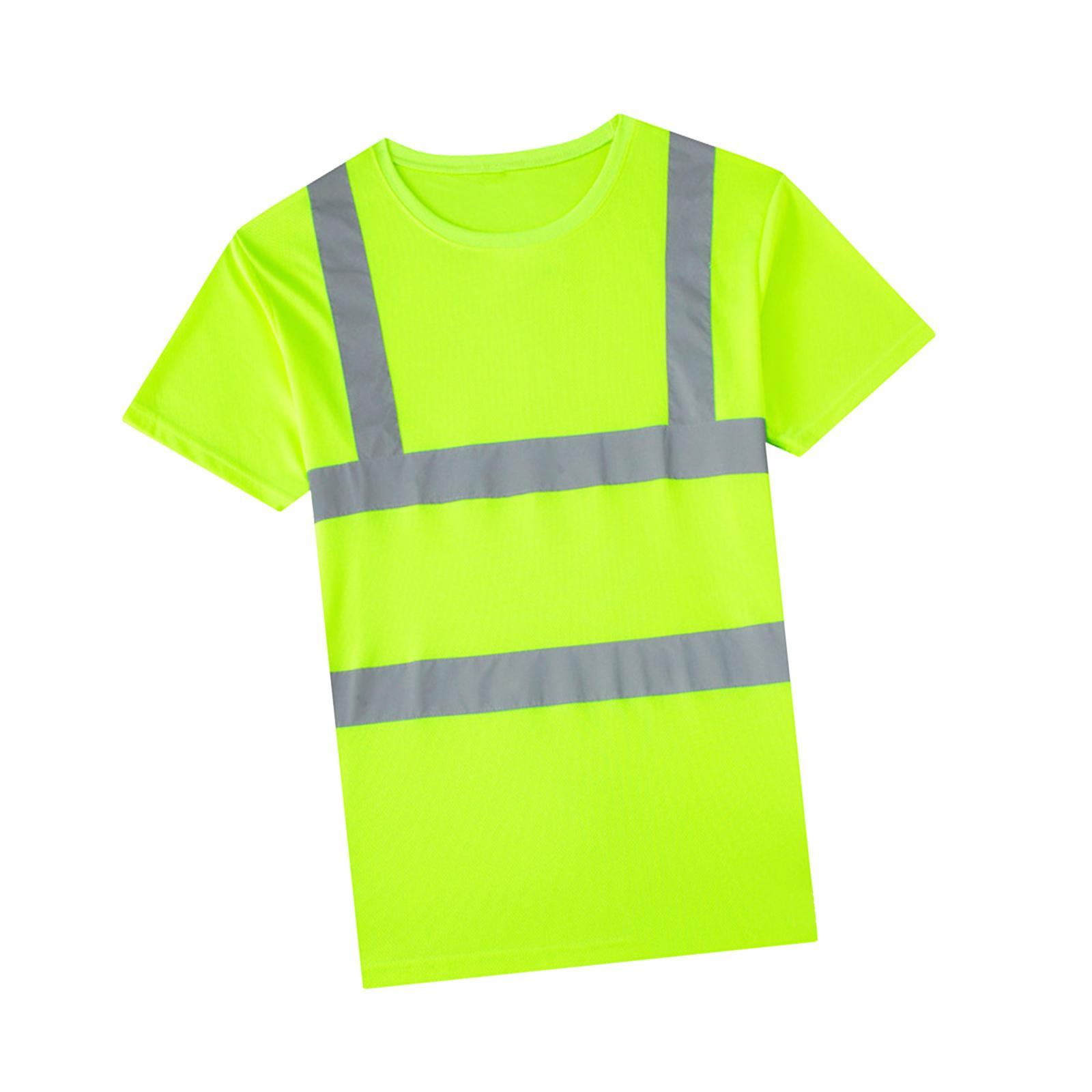 High Visibility Short Sleeve Construction Shirt Quick Drying High Visibility Reflective Shirts for Night Work Cycling Firefighter Women