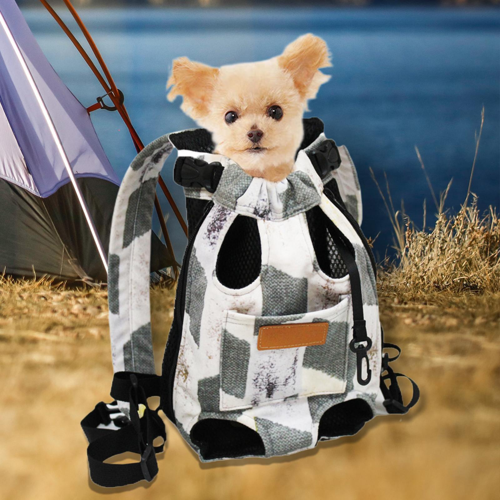 Pet Cat Carrier Backpack Chest Bag with Adjustable S Gray White