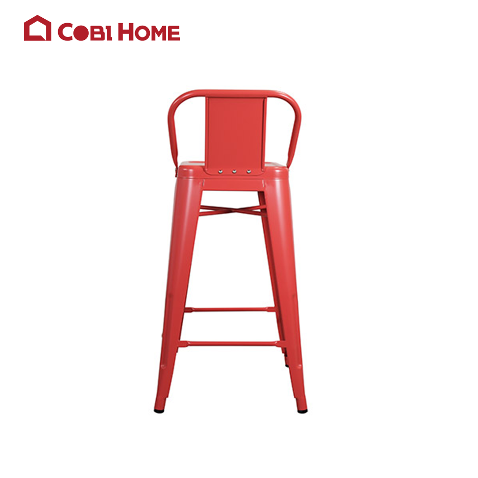 Ghế quầy bar có tựa lưng bằng thép sơn tĩnh điện cao cấp RUDI nhiều màu