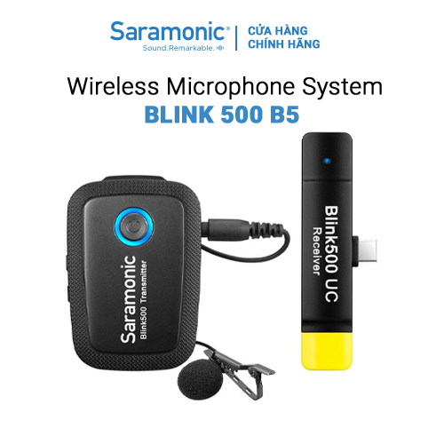 Bộ Micro Thu Âm Không Dây Saramonic Blink500 B5 Cho Điện Thoại Thông Minh &amp; Thiết Bị Hệ Điều Hành Android - Livestream/ Phỏng Vấn/ Quay Video - Hàng Chính Hãng