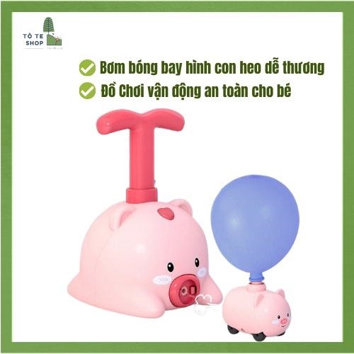 Đồ chơi xe bơm bóng bay, bơm bóng bay hình con heo dễ thương, xe ô tô hình con lợn