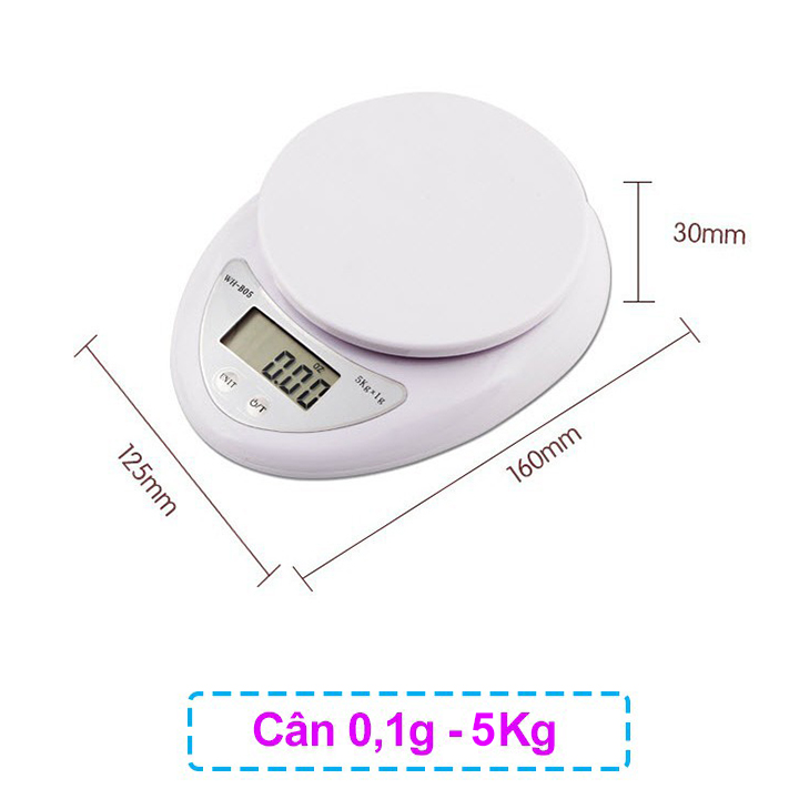 Cân tiểu ly điện tử nhà bếp mini định lượng 1g - 10kg làm bánh độ chính xác cao kèm 2 viên pin AAA