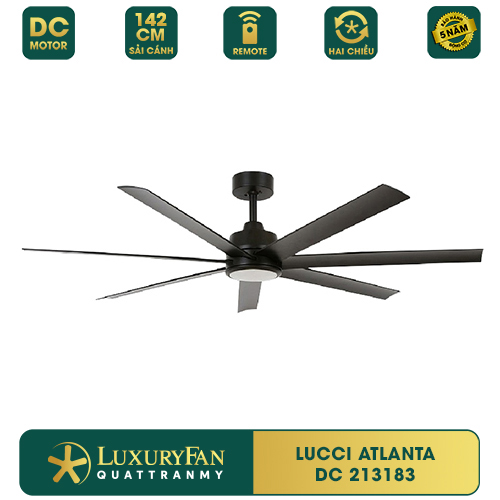 Quạt trần LUCCI ATLANTA DC - Động cơ DC tiết kiệm điện, sải cánh 142cm, có đèn - Hàng chính hãng